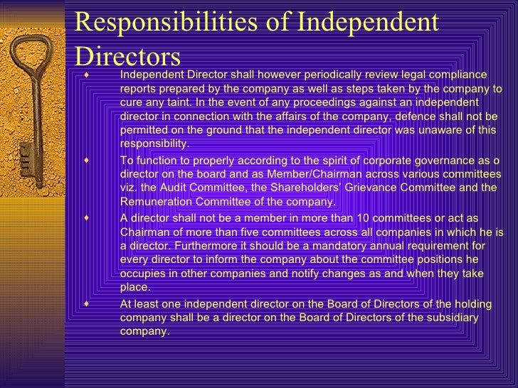 Role And Responsibilities Of Independent Directors