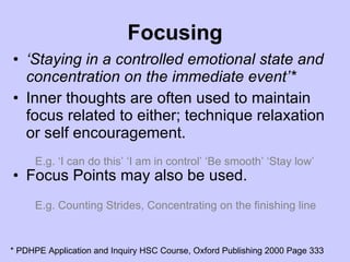 Focus Inner State Behavior Role And Use Of Sports Psychologists | PPT