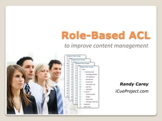 Role-Based ACL
to improve content management
Randy Carey
iCueProject.com
 