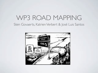WP3 ROAD MAPPING
Sten Govaerts, Katrien Verbert & José Luis Santos
 