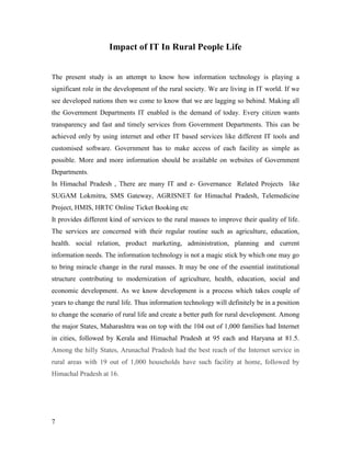 Role of Information Technology in Development of Rural Himachal | PDF