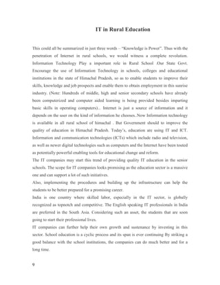 Role of Information Technology in Development of Rural Himachal | PDF