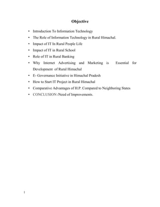 Role of Information Technology in Development of Rural Himachal | PDF
