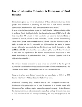 Role of Information Technology in Development of Rural Himachal | PDF