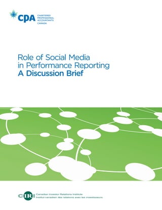 Role of Social Media
in Performance Reporting
A Discussion Brief
 