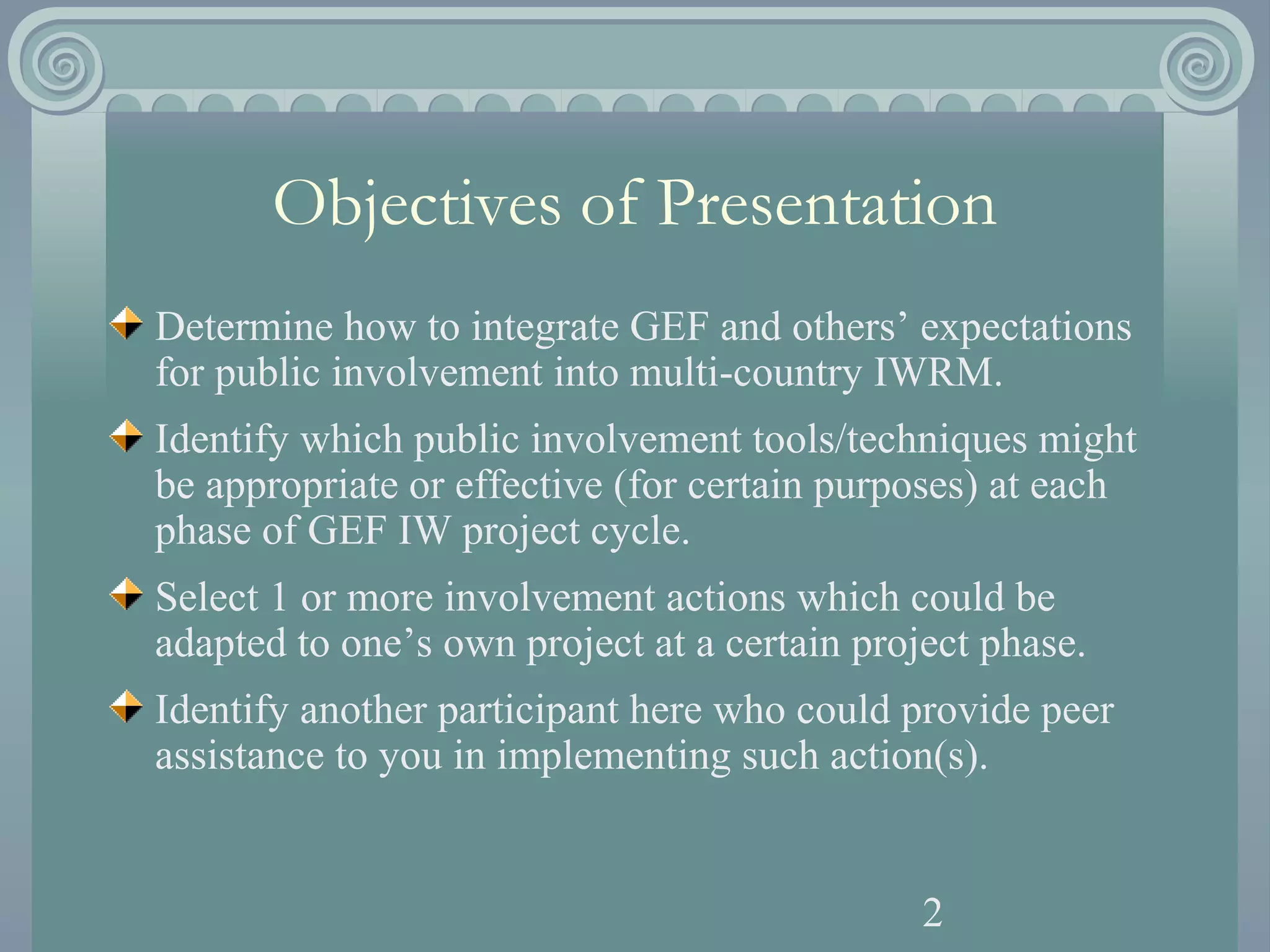 Role of Stakeholder Engagement in Integrated Water Management (A GEF ...