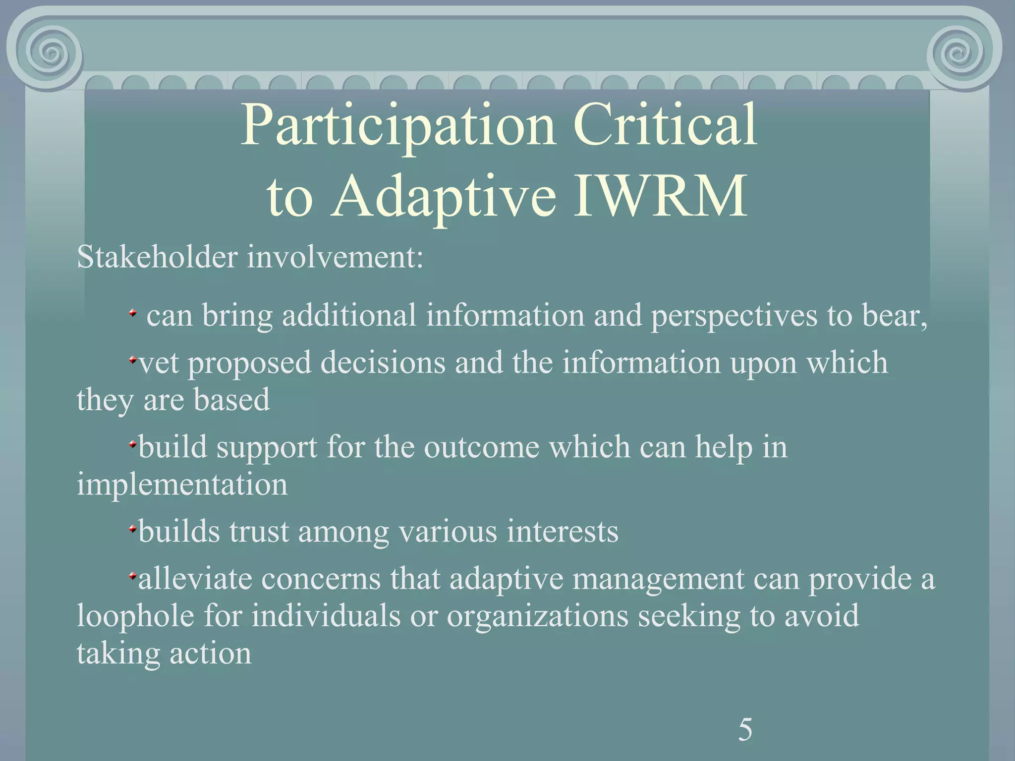 Role of Stakeholder Engagement in Integrated Water Management (A GEF ...
