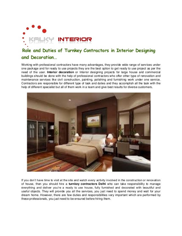 Role And Duties Of Turnkey Contractors In Interior Designing