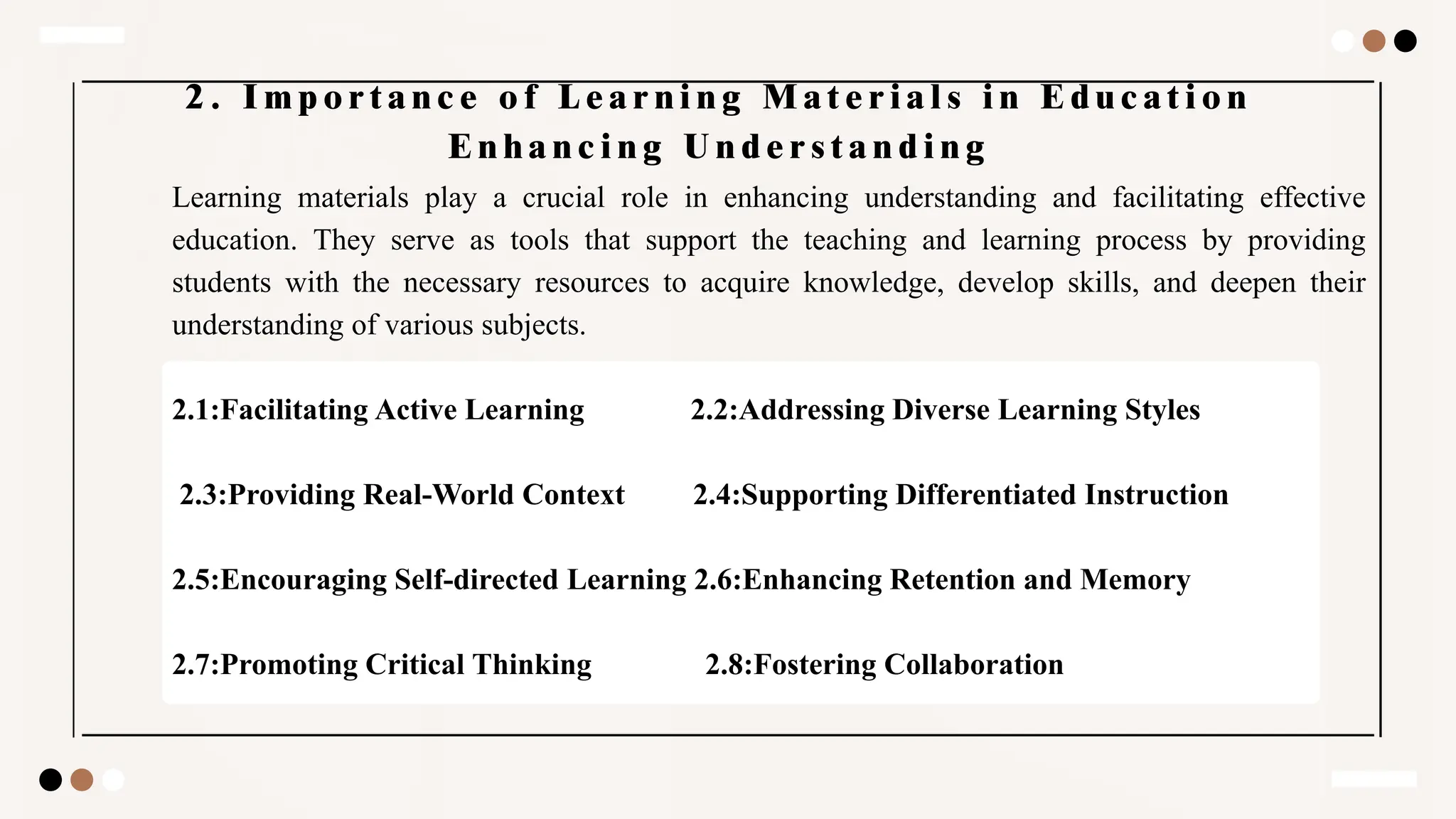 Role and importance of learning materials in education, Learning ...