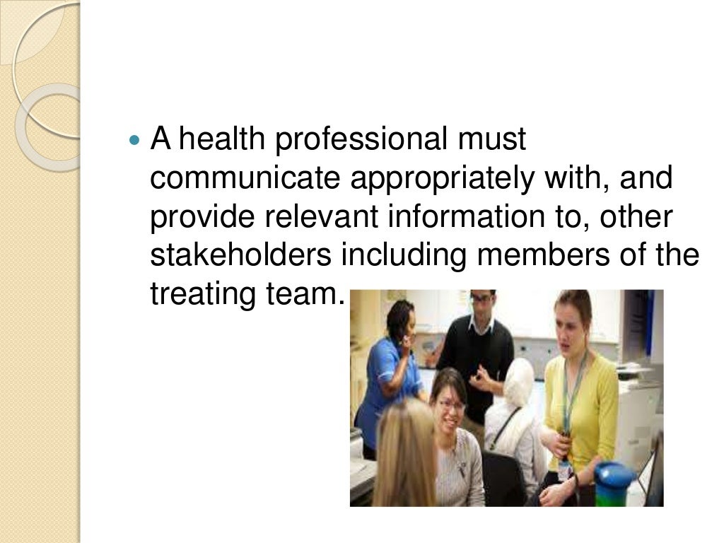 Role and responsibilities of an allied health professional