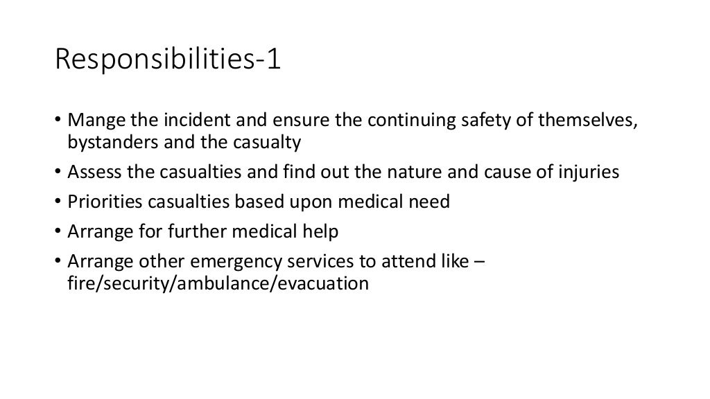 Role and responsibilities of first aider