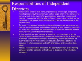 Role And Responsibilities Of Independent Directors