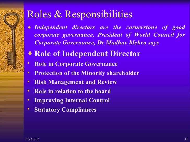 Role and responsibilities of independent directors with special refer…