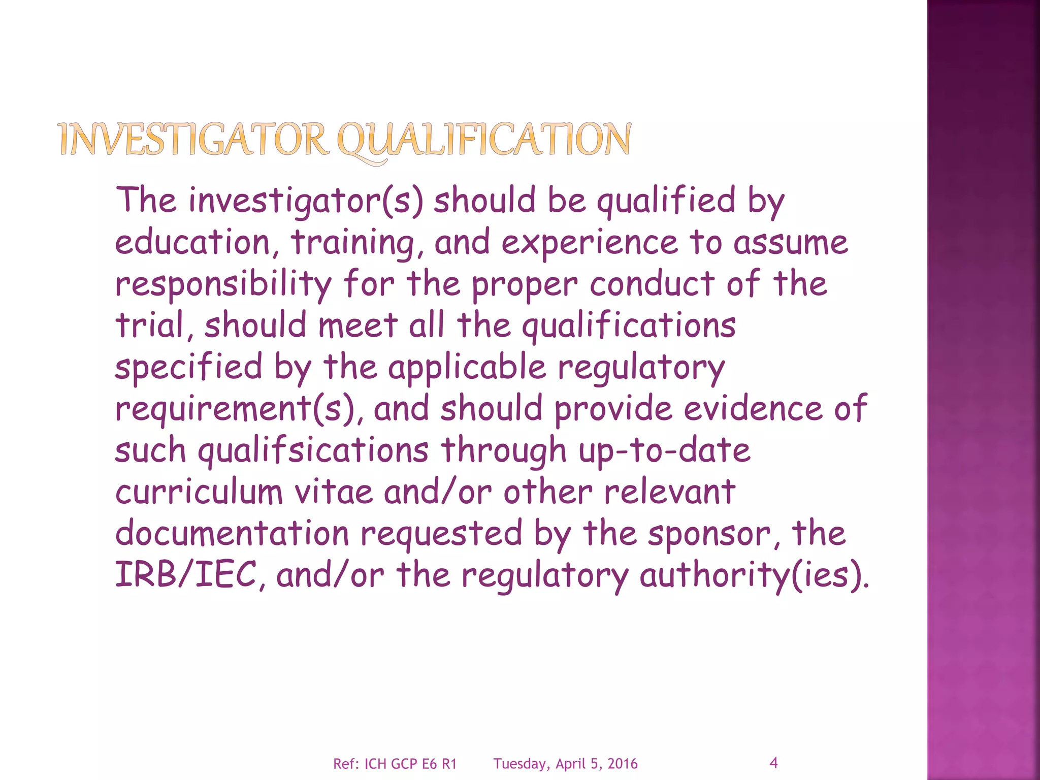 Role and responsibility of principal investigator PPT