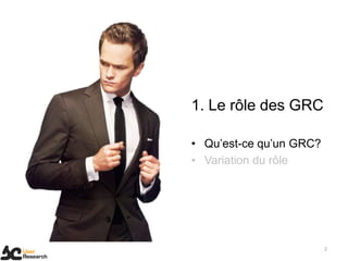 2
1. Le rôle des GRC
• Qu’est-ce qu’un GRC?
• Variation du rôle
 