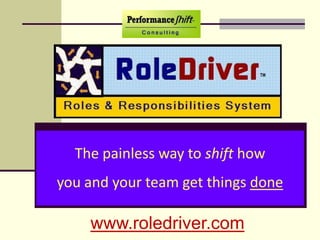 The painless way to shift howyou and your team get things done www.roledriver.com 