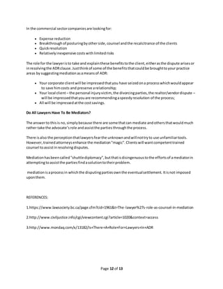 Role for lawyers in adr | DOCX