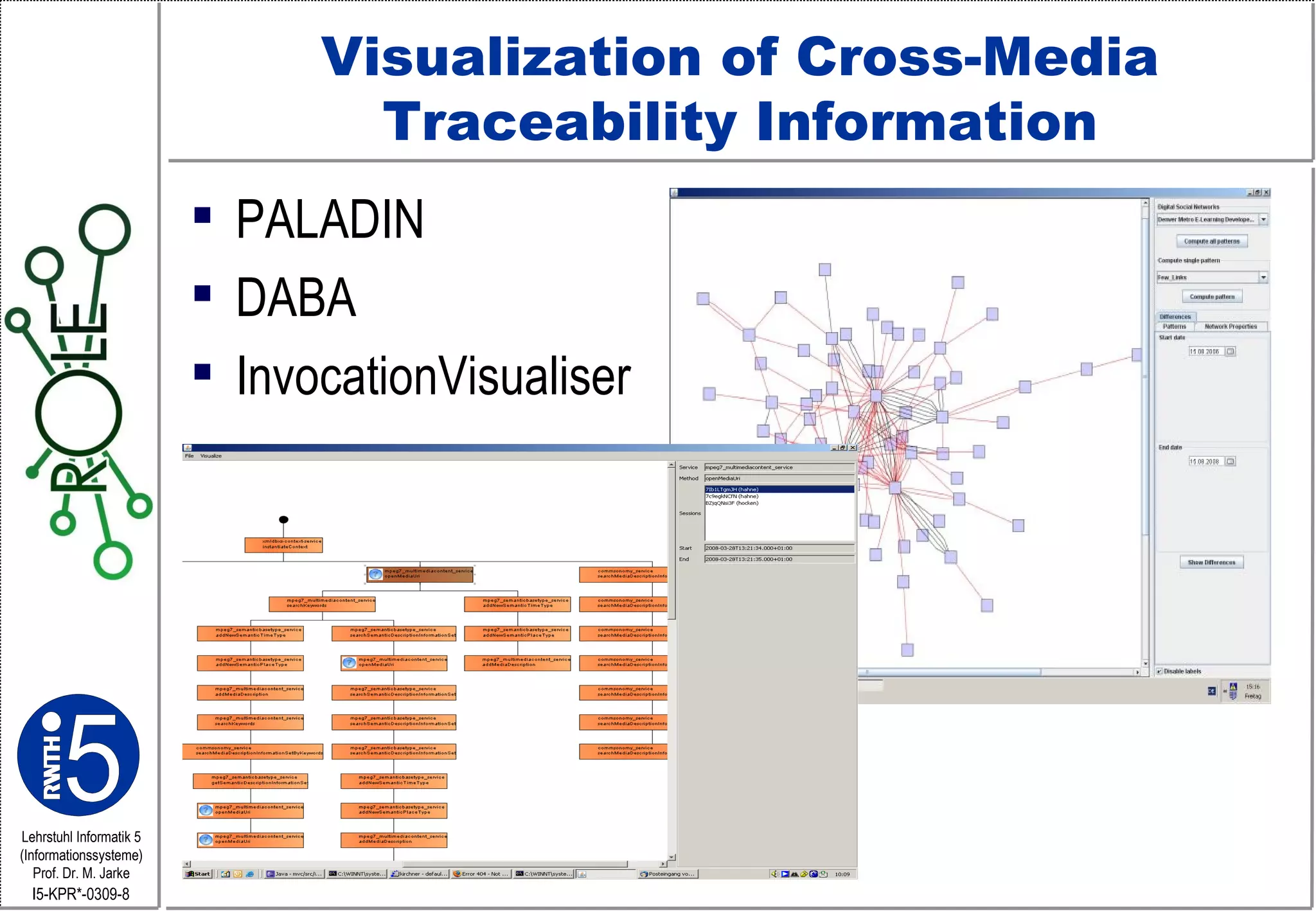 Visualization of Cross-Media Traceability Information PALADIN  DABA InvocationVisualiser 