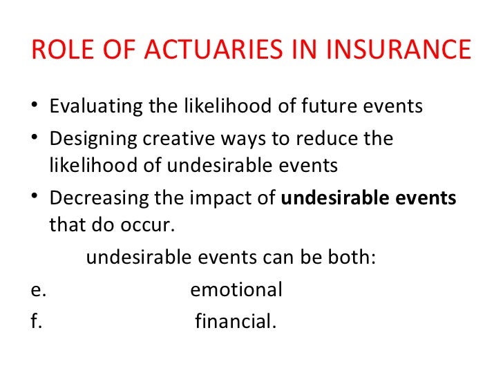 Role of acturies in insurance