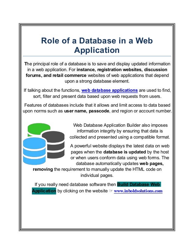 Role of Database in  Applications