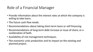 Role Of A Finance Manager