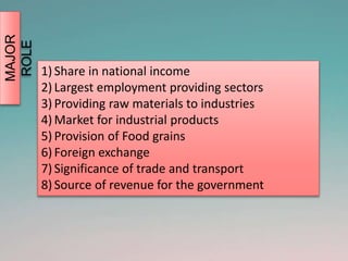 Role of agriculture in Indian economy | PPTX