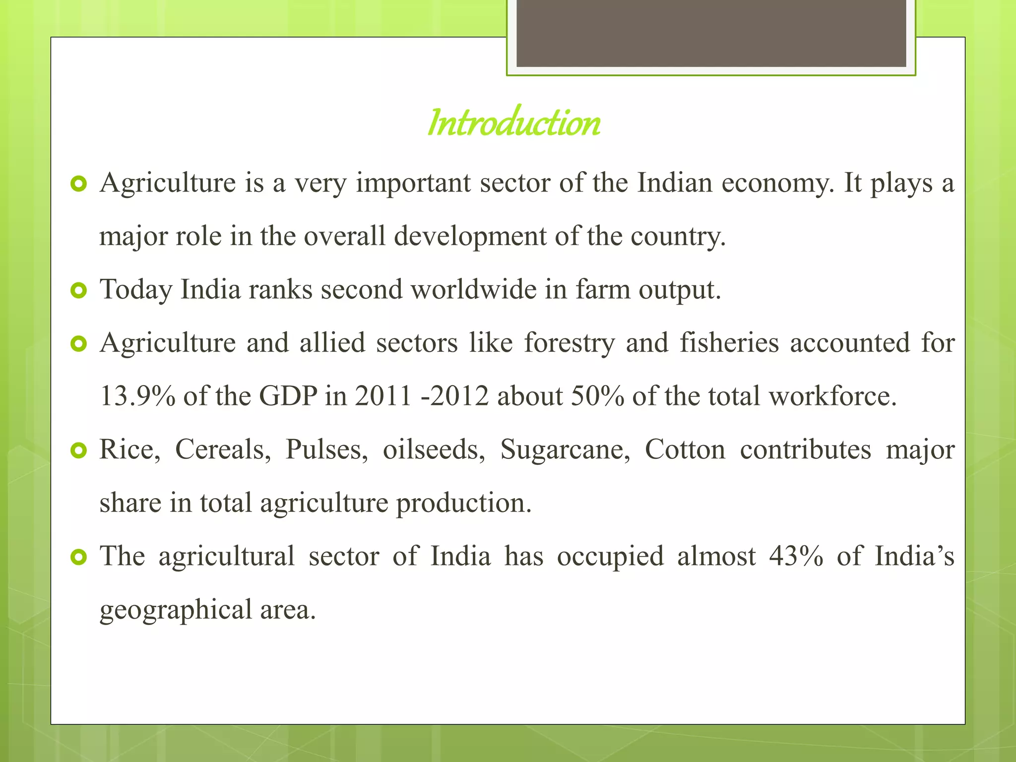 Role of Agriculture in Indian Economy | PPTX