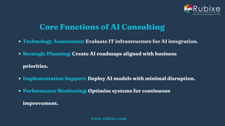 Role of AI Consulting in Modern IT Companies | Rubixe | PDF
