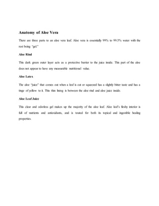 Role of aloe in Skin Care | DOCX