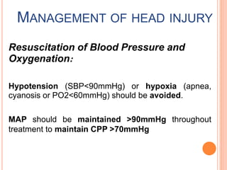 Head Injury Pao2 Management of Head Injury | PPTX