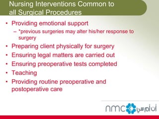 Roles and responsibilities of anesthetic nurse