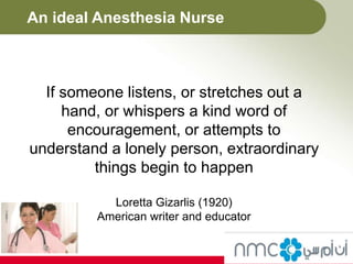 Role Of Anesthesia Nurse In Operation Theatre