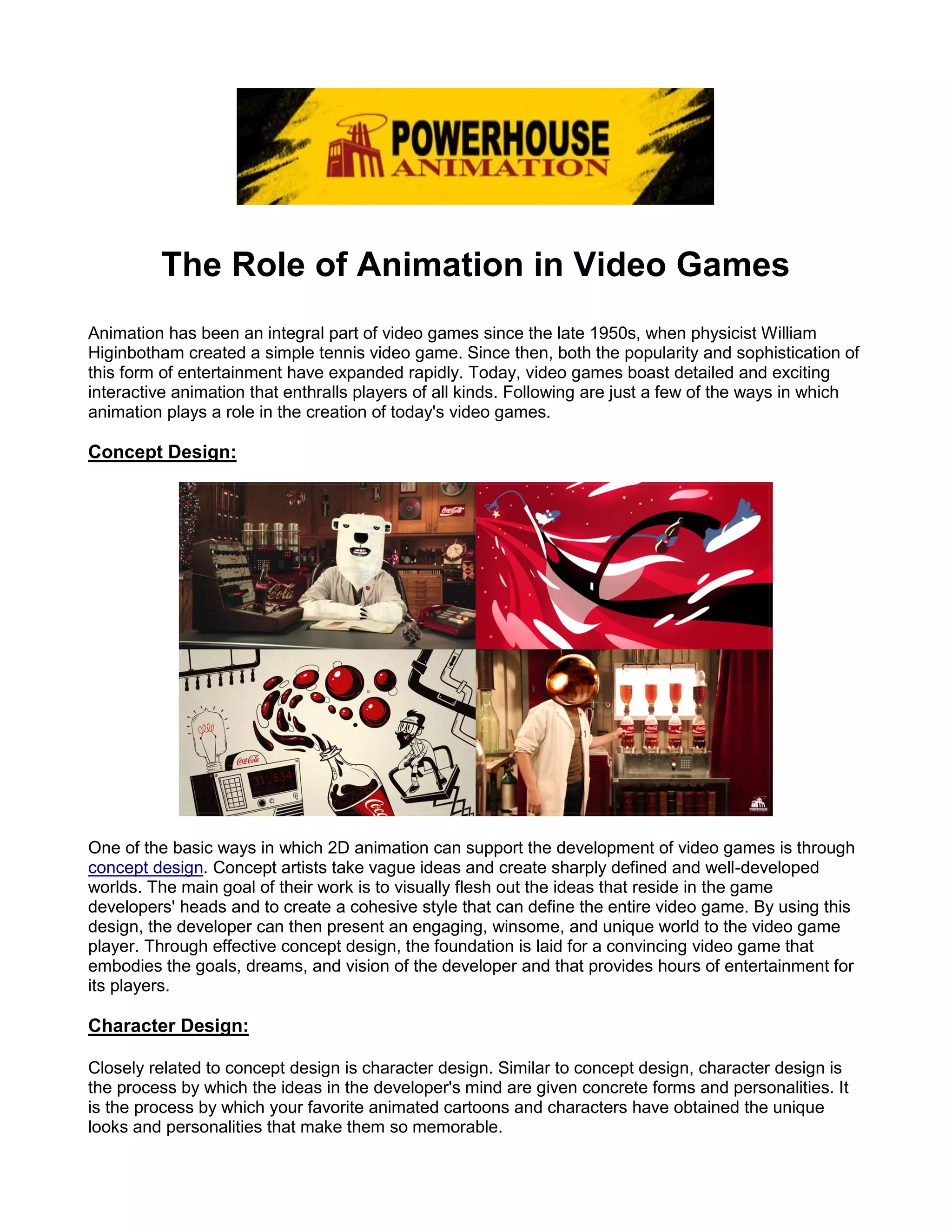 The Role of Animation in Video Games | PDF