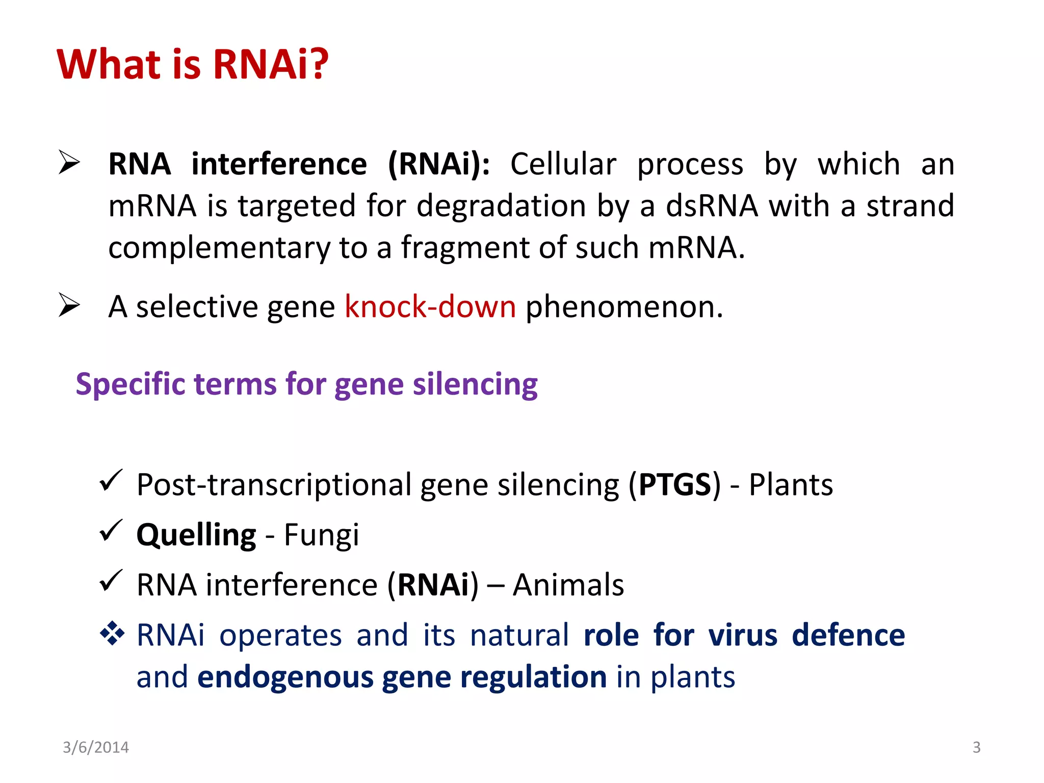 Role of antisense RNAi in gene silencing in crop | PPTX
