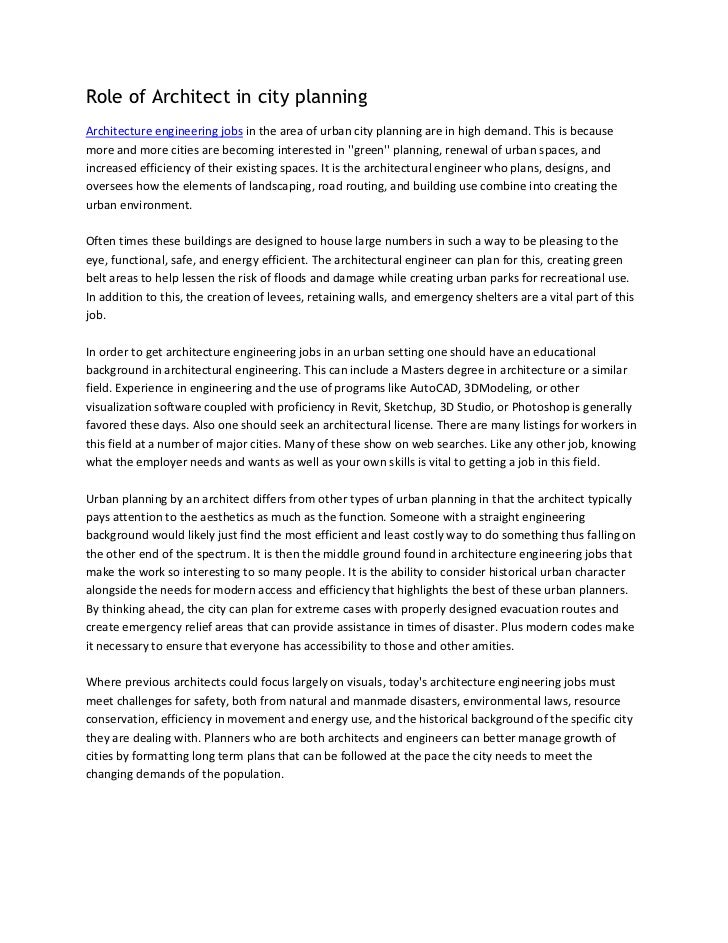 role of architect in city planning