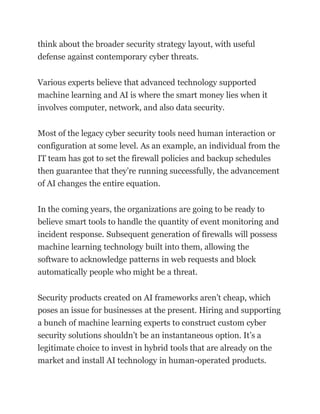 Role of artificial intelligence in cyber security | The Cyber Security ...