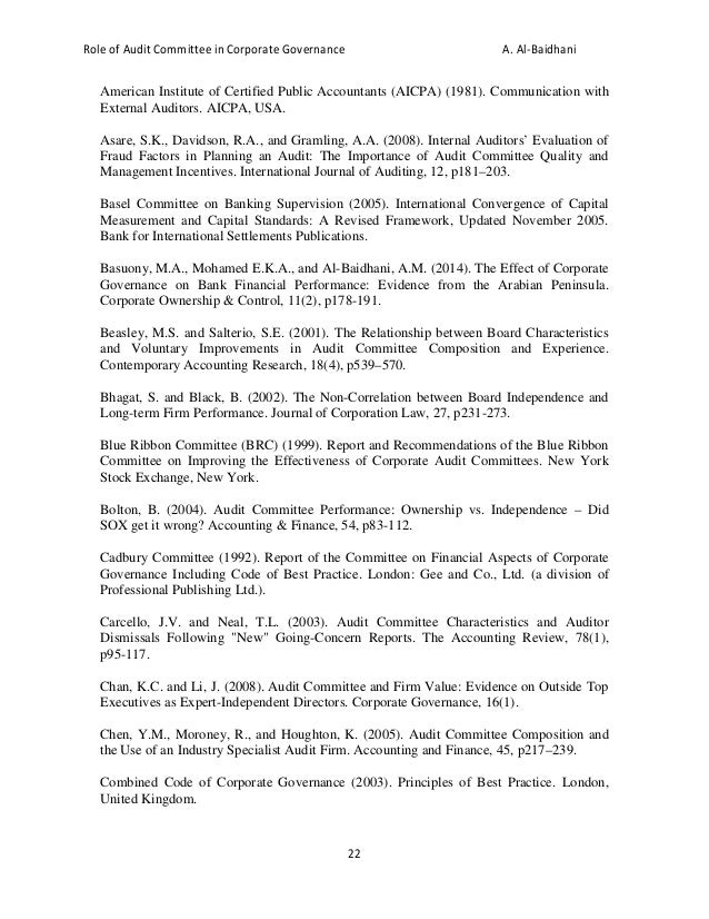 external auditors and their role in the corporate governance framework As with other international codes of corporate governance, the the governance framework must respect the the role of internal & external audit. external auditors and their role in the corporate governance framework As with other international codes of corporate governance, the the governance framework must respect the the role of internal & external audit.