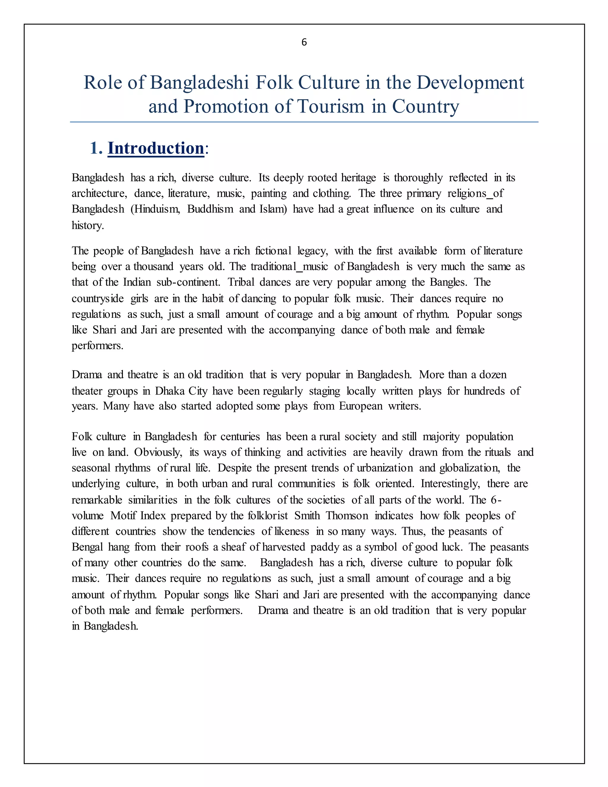 Role of bangladeshi folk culture in the development and promotion of ...