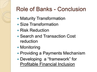 Role of banks in financial markets