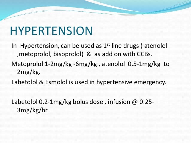 Atenolol Dosing Pediatrics