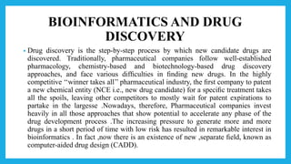 Role of bioinformatics and pharmacogenomics in drug discovery | PPTX