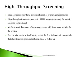  Drug companies now have millions of samples of chemical compounds
 High-throughput screening can test 100,000 compounds...