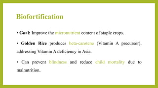 Role of biotechnology in creating sustainable agriculture(presentation ...