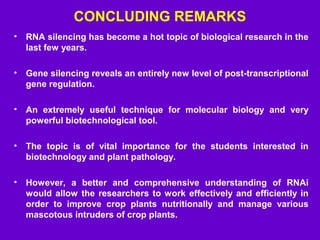 Role of biotechnology - gene silencing in plant disease control | PPT