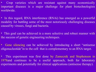 Role of biotechnology - gene silencing in plant disease control | PPT
