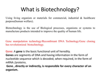Role of biotechnology in the management of disease | PPTX