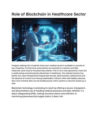 Role of Blockchain in Healthcare Sector. | PDF