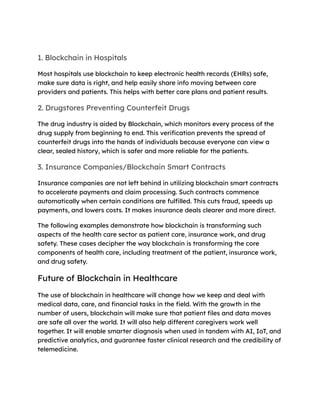Role of Blockchain in Healthcare Sector. | PDF