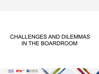 CHALLENGES AND DILEMMAS
IN THE BOARDROOM
1
 