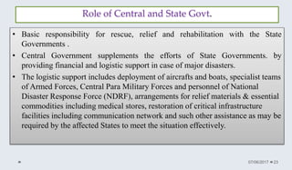 Role Of Central Government In Disaster Management In India
